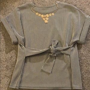 Black and white striped top